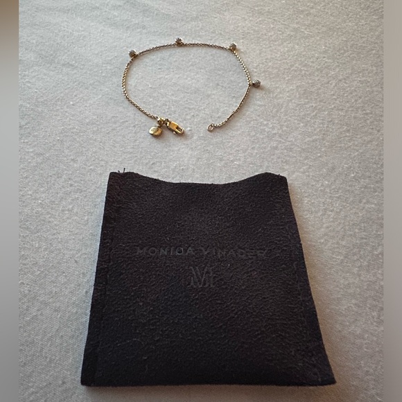 Monica Vinader Fiji Tiny Button Diamond Bracelet in gold - Picture 7 of 7